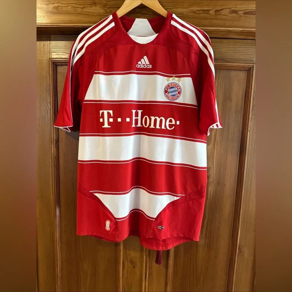 Adidas Red and White Striped Soccer Jersey size L